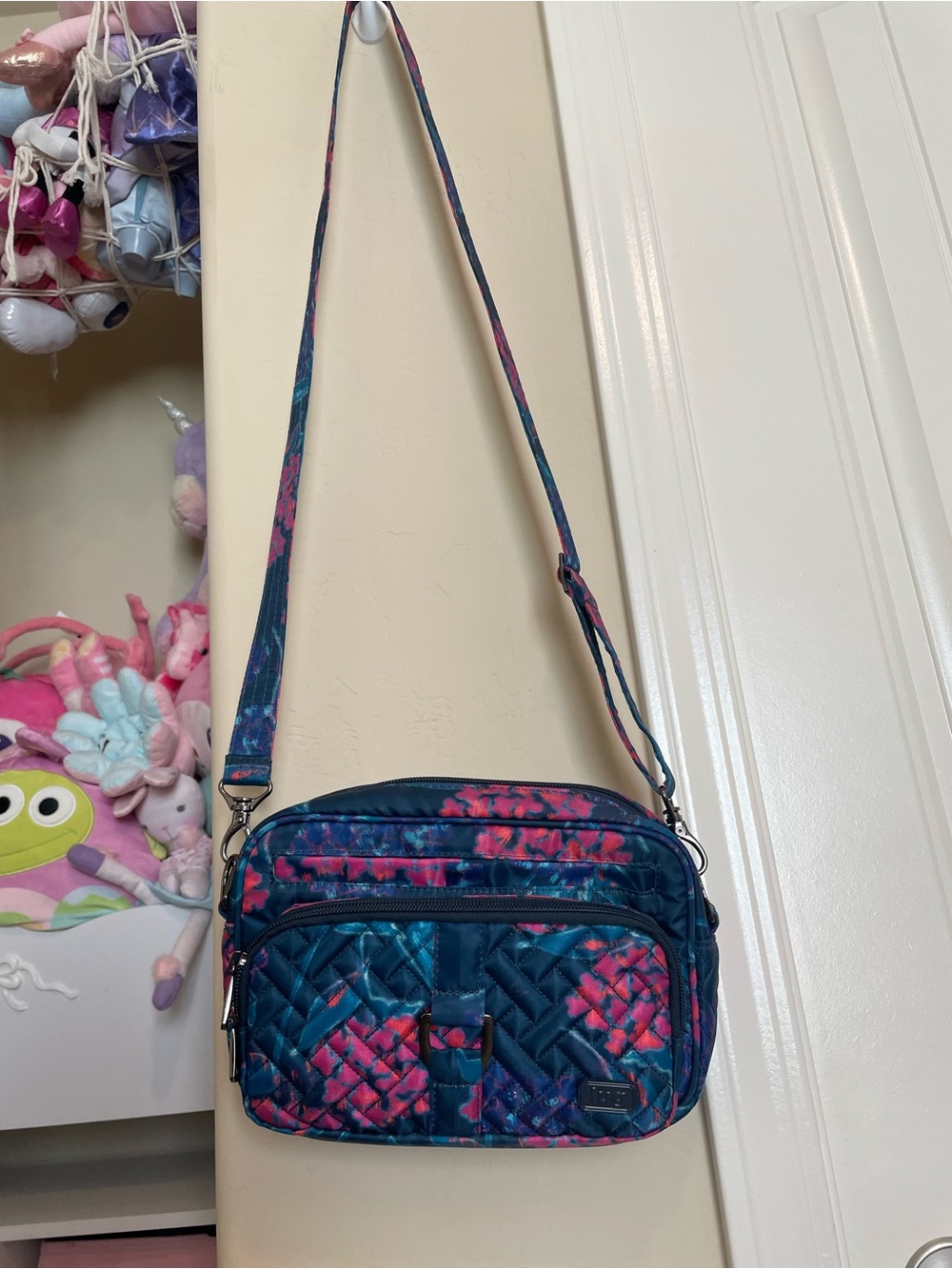 lug Teal and Pink Quilted Crossbody Shoulder Bag